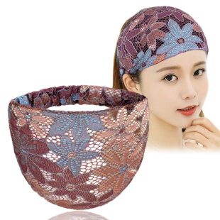 Lace Wide Edge Covering White Hair Band Women's Internet Celebrity Going Out Headscarf Korean Summer Simple Elegant Headwear Vintage Hair Band