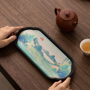 Chinese Style Ceramic Absorbent Tea Tray for Brewing Tea Home Office Dry Bubble Creative Tray Kung Fu Tea Table Tea Set Accessories