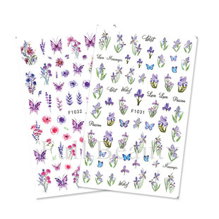 Cross-border new nail stickers ins spring tulip peach blossom butterfly red bean flower adhesive nail stickers