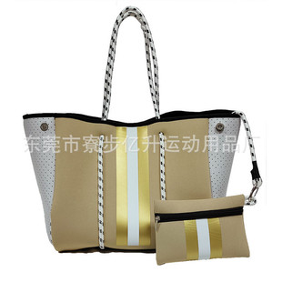 Manufacturers neoprene handbag European and American fashion beach bag portable women's bag perforated diving material mother shopping bag