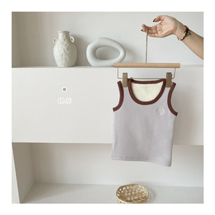 Autumn and Winter fleece-lined Vest Cream Fleece Warm Vest Baby's Skin-Friendly Thickened Warm Fleece 718