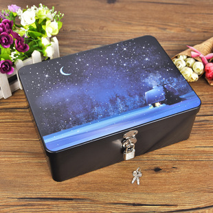 Fresh Creative large storage box with lock organizing sundries iron box private storage box cosmetic box jewelry box