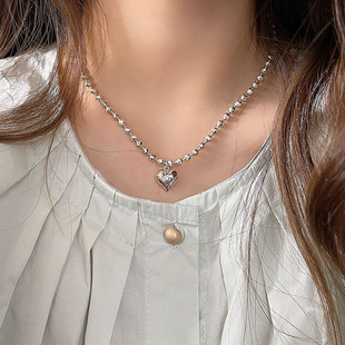 Niche design s925 sterling silver car flower beads love necklace Women's Light luxury fashion hip hop clavicle chain Yiwu Accessories