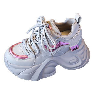 SJN0098-89 slim-fit daddy shoes women's hidden height 2024 spring new versatile color matching platform casual shoes