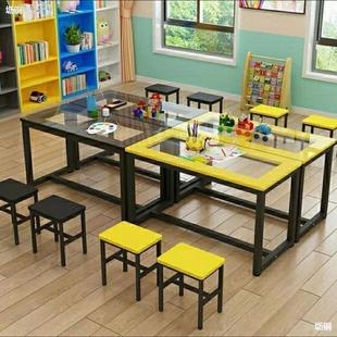 Kindergarten Table Glass Art Table Trust Class Primary School Classroom Table and Chair Painting Table Studio Training Desk Handler