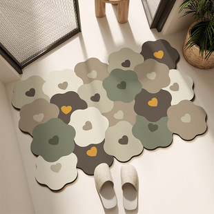 Special-Shaped Technology Cloth Carpet Toilet Bathroom Water Absorbent Floor Mat Toilet Door Mat Household Non-Slip Floor Mat