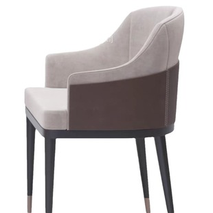 Foshan Italian-style light luxury dining chair household leather dining chair modern minimalist hotel reception negotiation chair solid wood dining chair