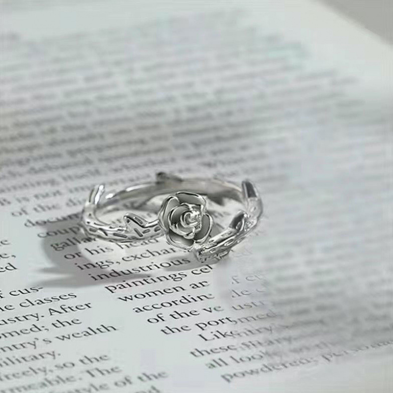 Ins Style Male and Female Pair Niche Open Ring Creative Rose Ring New Thorn Rose Couple Ring
