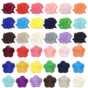 Down Jacket Solid Color Cloth Sticker Self-adhesive Flower Embroidery Sticker All-match Clothes Small Patch Ironing Subsidy Flower Repair