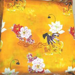 Artificial Silk imitation fragrant cloud yarn fabric handmade DIY floral cheongsam National style Marine essence pre-storage electricity bill Germany