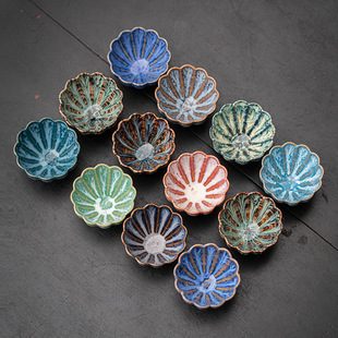Manufacturer Wholesale Kiln-turned Petal Tea Cup Chinese Master Cup Ceramic Built Tea Cup Kung Fu Tea Set Tea Cup Tea Bowl