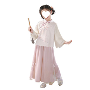 H8A Hanfu для девочек весна и осень 2024 Новый китайский национальный стиль костюм для детей