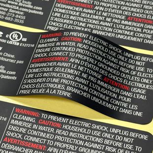 Manufacturers custom UL969 certification label high temperature battery power adapter US gauge CUL nameplate certification sticker