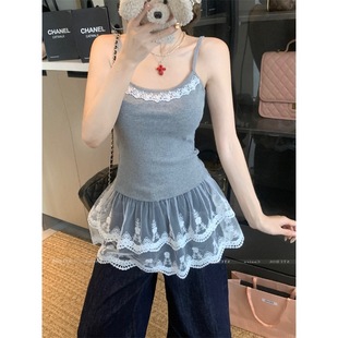 Cashmere Pure Desire Style Lace Stitching Inner Vest Women's Spring Age-reducing Slim-fit Slim-fit Base Shirt Top