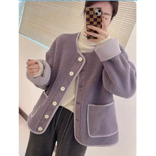 Thickened Warm Lamb Wool Coat Women's Autumn and Winter 2024 New Style Small Casual Explosions Fur One-piece Top