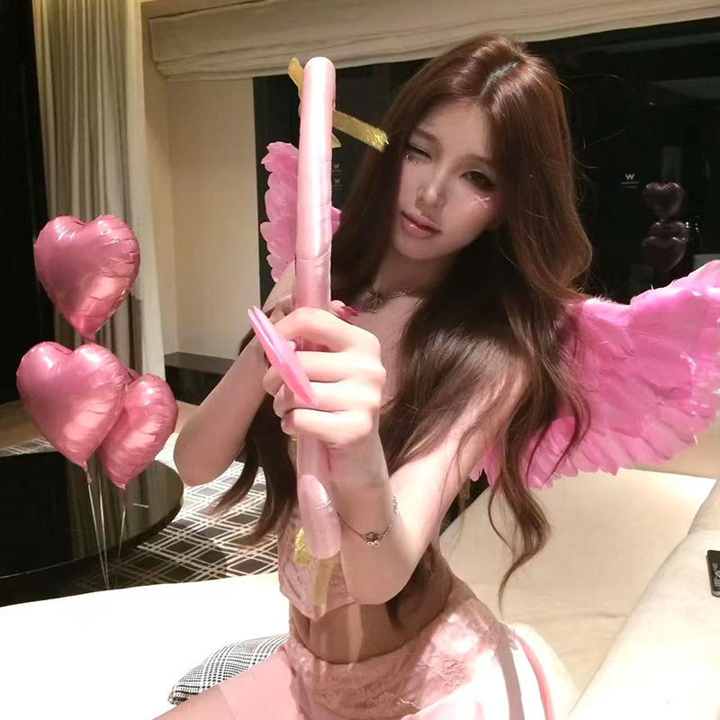 Sexy Cosplay Angel Pink Christmas Outfit Pure Desire Strapless Set Hot Girl Lace Fishbone Strapless Top Set