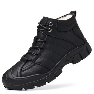 Wool Cotton Boots Winter Men's Cotton Shoes fleece-lined Warm High-top Thickened Cotton Shoes Snow Boots Men's Leather Boots
