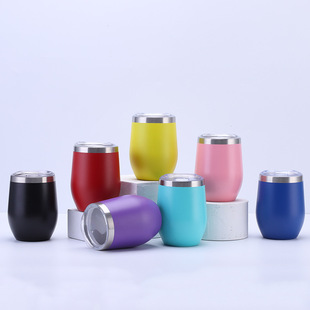 Cross-border Amazon U-shaped egg cup custom logo vacuum stainless steel 12oz egg shell cup manufacturers wholesale