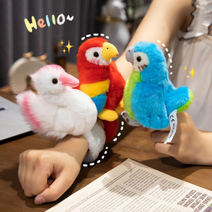Cute Cartoon Parrot Snap Ring Bracelet Children's Wrist Plush Toy Clap Ring Flamingo Doll Doll