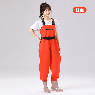 Women's water pants suspender one-piece catch fish beach rain boots half-body waterproof rain pants driving sea wading clothes