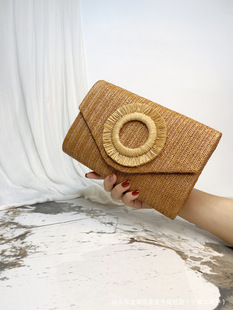 New Cross-border Evening Bag Straw Woven Bag Holiday Style Woven Bag Envelope Bag Women's Dress Seaside Beach High-end Sense