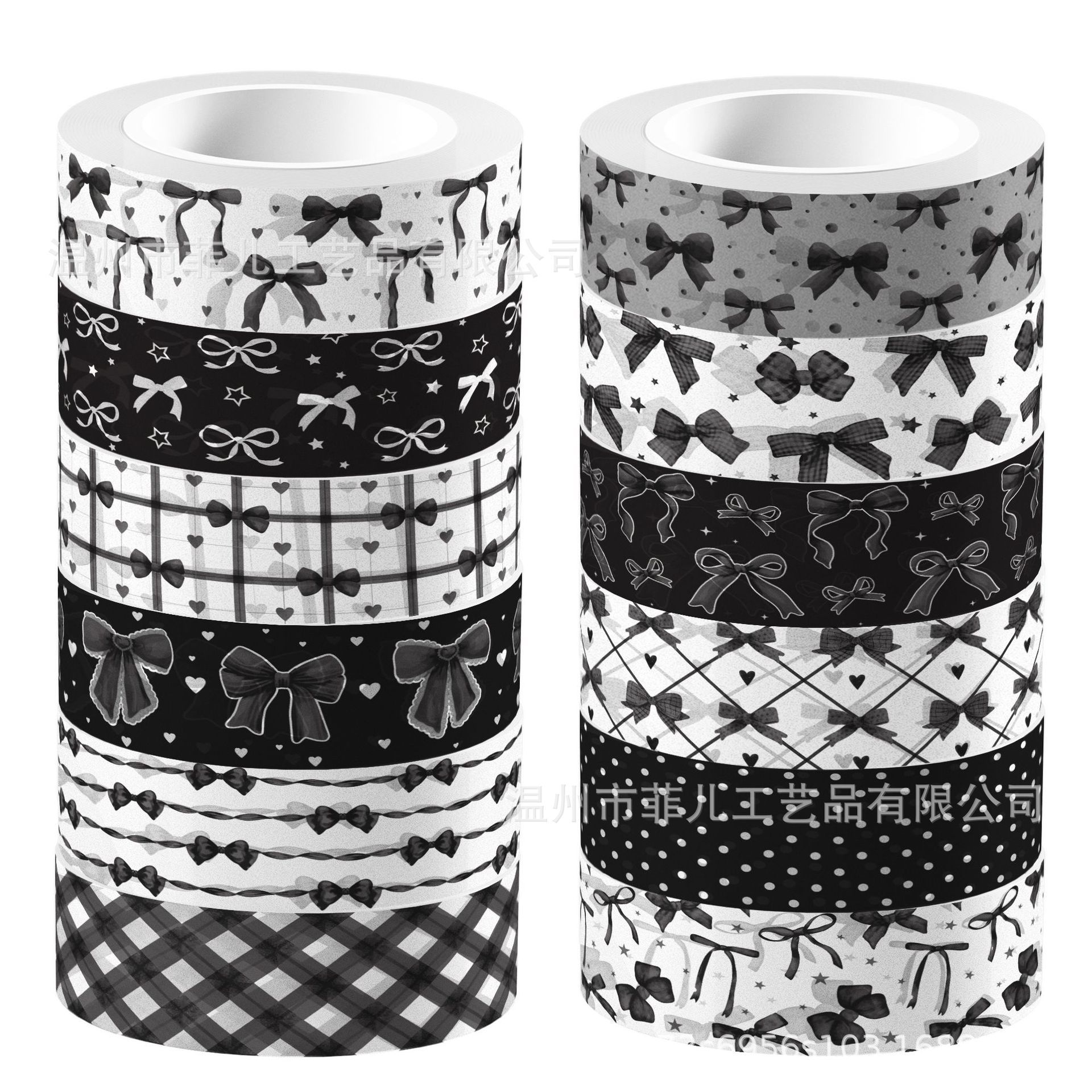 Zh108 Black Bow Roll Self-Adhesive Washi Tape Handbook DIY Dark Gothic Decorative Paper Tape