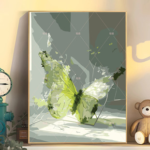 DIY Digital Oil Painting Handmade Painting Filling Color High Color Value Living Room Bedroom Decoration Hanging Painting Blue Wing Butterfly