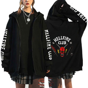New Stranger Things Season sweater strange Things 4 printed hooded loose zipper sweater