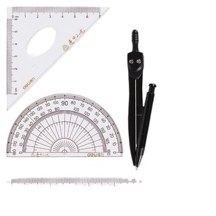 Deli 72155 three-way exam set ruler drawing suit protractor triangle ruler ruler compasses 7-piece set