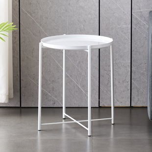 Double-layer Wrought Iron Small Round Table Bedside Table Coffee Table Multi-layer Living Room Sofa Small Coffee Table Simple Modern Small Corner Table Side Table