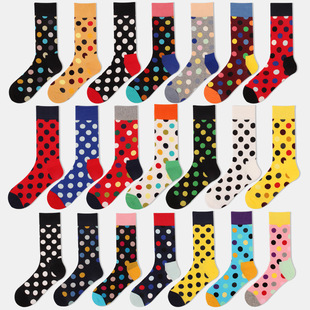 25 Color Cross-border Amazon Socks Men's Socks Women's Socks HAPPY Dot European and American Fashion Couples Trendy Stockings