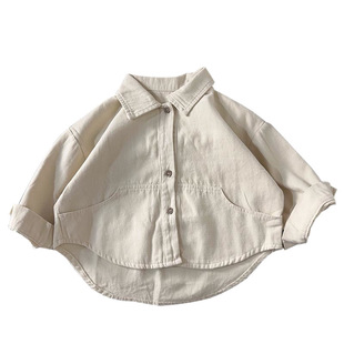Literary Fan ~ South Korea Boys' Shirt Long Sleeve Spring and Autumn 2025 New Girls' Shirt Baby's Shirt Children's Cardigan
