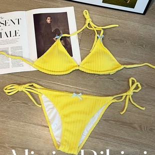 Source factory small milk fu style sexy white bikini strap lace skirt fart curtain hot spring holiday swimsuit women