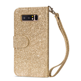 For Samsung Note8 mobile phone case Multi-Function Card Holder S8 glitter lanyard zipper wallet protective case