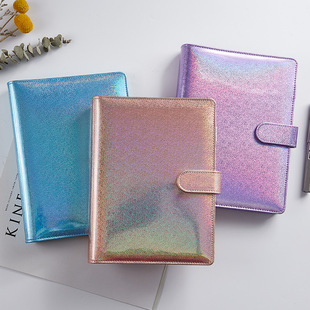 Cross-border exclusive for in stock A6A5 colorful laser macaron loose-leaf clip notebook creative trend Journal wholesale