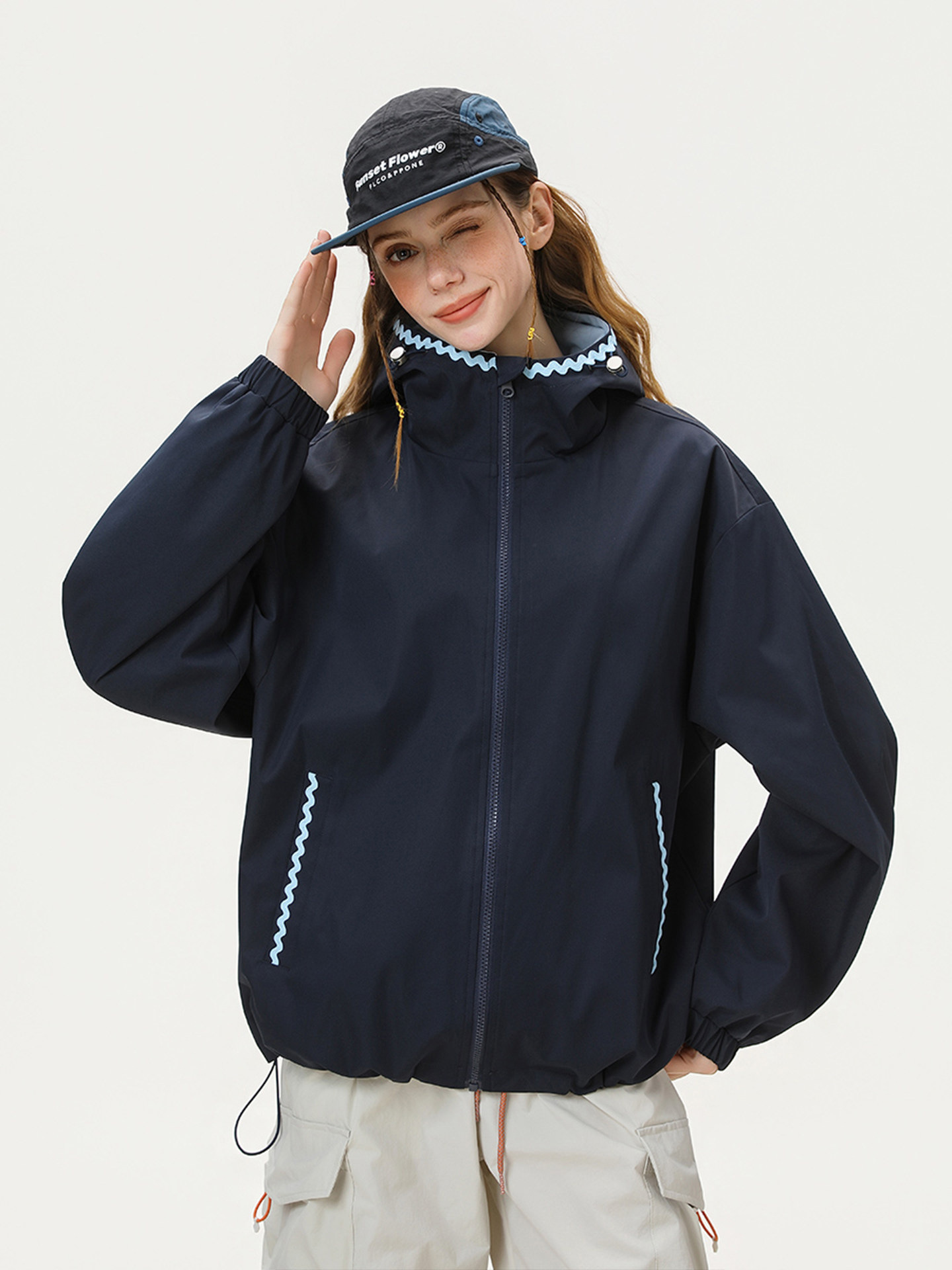 Big Brand Jacket Windbreaker Coat for Women 2026 New Spring Outdoor Windproof Waterproof Color-Blocking Loose Hooded Top