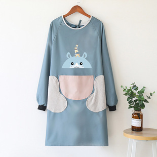 2024 New Apron Household Kitchen Women's Internet-famous Long-sleeved Overalls for Adult Waterproof and Oil-proof Fashionable Working Men's Waist