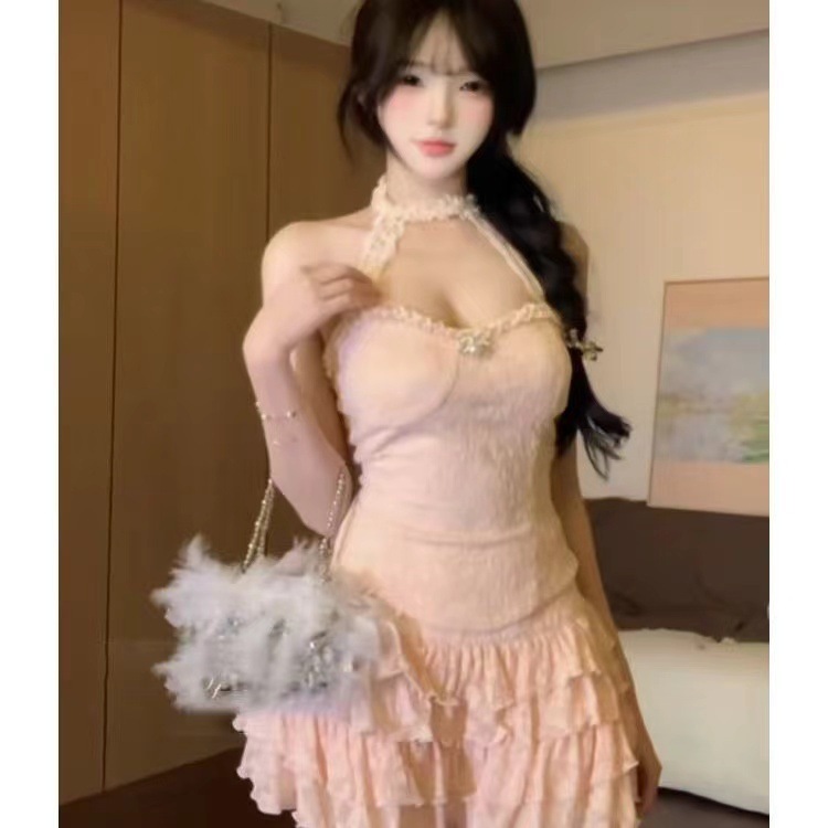 Spring and Summer Sweet Lace Cute Outfit Set with Intricate Patchwork Design, Includes a Cardigan and a Skirt, Three-Piece Set