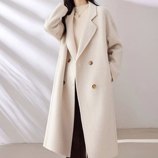 2024 Autumn and Winter Small High-end fleece-lined Thickened Coat New Korean Loose Mid-length Woolen Coat