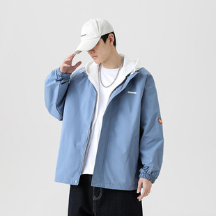 Spring 2022 Men's Fake Two-Piece Casual Jacket Korean Style Loose Fashionable Baseball Clothes Couple's Top