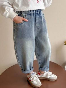 Girl's Stylish Jeans Spring 2025 New Children's Fashionable Casual Baby Girl Nezha Loose Torre Pants
