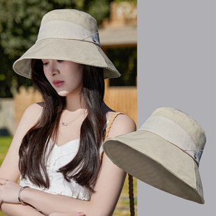 Summer New Style Hat Women's Fashion All-match Fisherman Hat Sunshade Sunscreen Hat Summer Outdoor Anti-ultraviolet Big Hat Brim