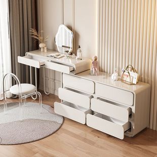 V5C Dressing Table Storage Cabinet Integrated Bedroom Wabi-sabi Style Internet Celebrity Bedside Drawer Cabinet TelesCopiC Corner ACCessible Luxury Dressing Table