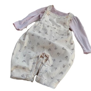 Girls' suit Nordic Style Floral-floral Outgoing Suit Baby Girl's Base Shirt Overalls Mori Style Super Cute Two-piece Suit