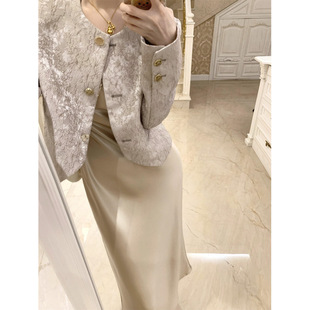 French Temperament Heavy Industry Jacquard Design Sense Short Coat High Waist Slimming Sling dress Spring New suit Women