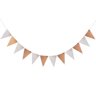 Bronzing Wave Pattern Triangle Flag Birthday Arrangement Flag Banner Festival Party Decoration Background Props Triangle Flag