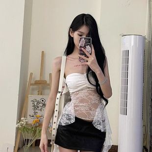 American Style Hot Girl Sexy Strapless Sleeveless Vest Women's Summer New Slim-fit Slim-fit See-through Inner Base Top