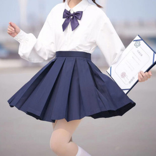 Original Authentic Ten-Box Pleated Short Skirt for Female Students Korean Style Japanese Style Tr Suit Fabric Ready-Made Pure Color