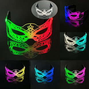 LED luminous technology sense glasses disco bar masquerade props luminous cheer colorful LED half face mask