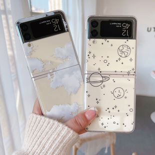 Применить Samsung zflip6 складной чехол для телефона граффити звездное небо белые облака красочные облака окрашенные zflip5 защитный чехол